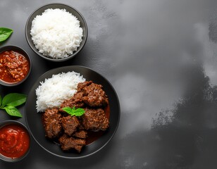 Beef Rendang Arranged Neatly