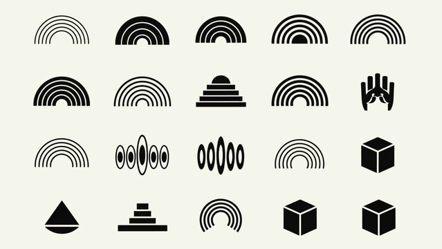 Set of Abstract Geometric Icons and Modern Symbols.