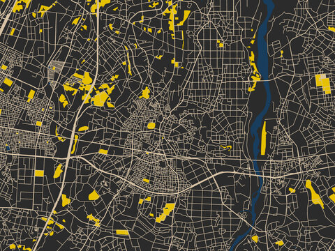 Yuki, Japan &ndash; minimalist flat city map