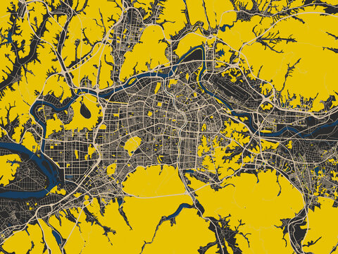 Clean urban street map of Daegu, Korea, Republic of