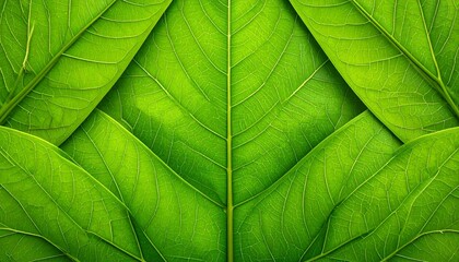 Green leaves arranged with nature background.
