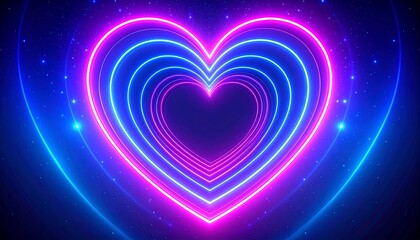 Neon heart tunnel with love, and romantic design.