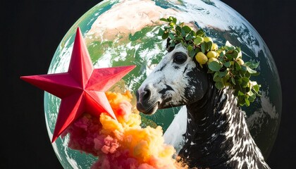 Horse with Earth with Star, and Smoke  Greenery.