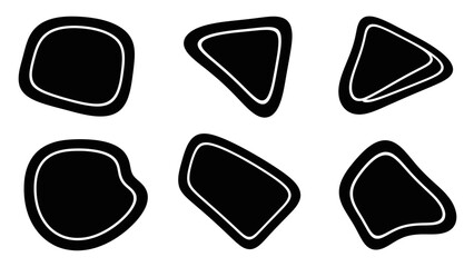 Abstract black shapes collection with white outline on white background