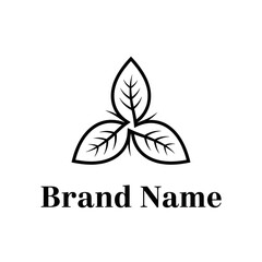 Minimalist Logo Design of Three Interconnected Leaves.