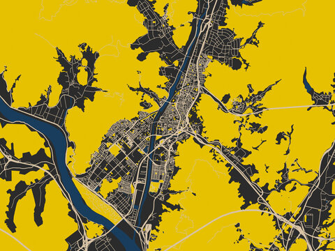 Yangsan, Korea, Republic of &ndash; minimalist flat city map