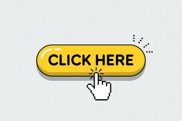 Click here button with cursor pointer on minimalist background