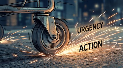 Urgency and Action Wheel Sparks Flying Concept.