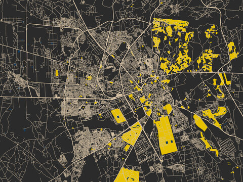 Modern flat map of Marrakesh, Morocco