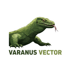 Komodo Dragon Vector Illustration with Geometric Low Poly Style.