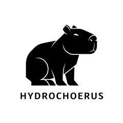 Minimalist Black Capybara Logo Design with Hydrochoerus Text.