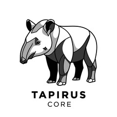 Stylized Tapir Illustration - Geometric Design of a South American Mammal.