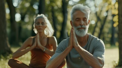 Man and woman practicing mindfulness outdoors