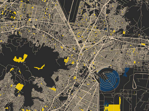 Graphic city map artwork of Ecatepec de Morelos, Mexico