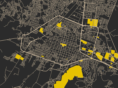 Modern flat map of Iguala de la Independencia, Mexico