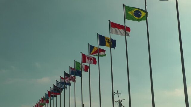 Flags of all nations are flying 