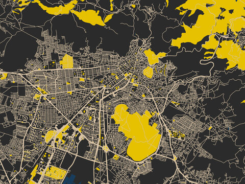 Modern flat map of Pachuca de Soto, Mexico