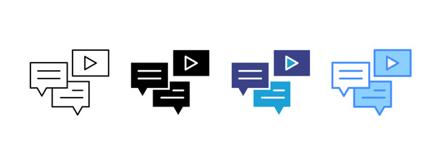 Video Chat icon set multiple style collection