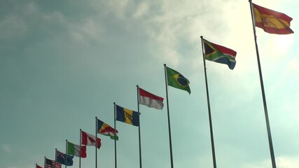 Flags of all nations are flying 