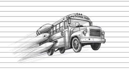 rocket powered school bus sketch © ZeinLens