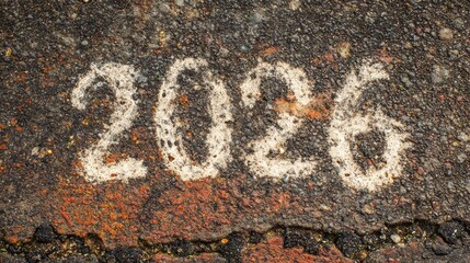 New Year countdown marking on a weathered surface