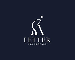 Polar bear letter A logo
