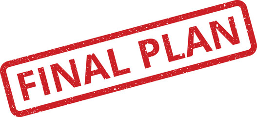 Grungy rectangular emblem featuring Final Plan text, indicating a projects definitive strategy or approved blueprint