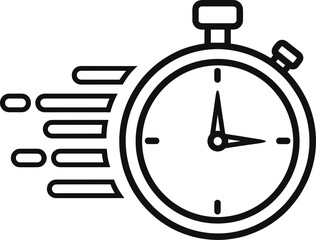 Fast-moving stopwatch icon symbolizing speed, urgency, time limit, and swift completion of a task