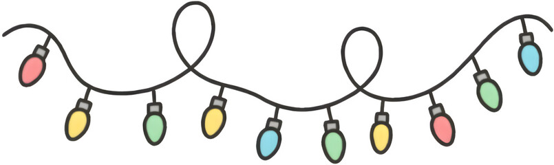 Vector Christmas lights. Christmas garland PNG. Christmas light PNG. Christmas decoration, LED lamps, idea concept image, Hanging light bulbs cut pit. Vintage light bulbs hanging. Generative AI