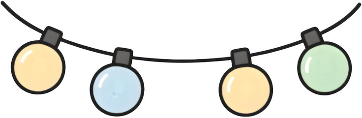 Vector Christmas lights. Christmas garland PNG. Christmas light PNG. Christmas decoration, LED lamps, idea concept image, Hanging light bulbs cut pit. Vintage light bulbs hanging. Generative AI