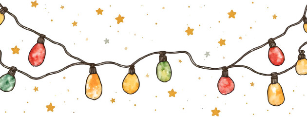 Vector Christmas lights. Christmas garland PNG. Christmas light PNG. Christmas decoration, LED lamps, idea concept image, Hanging light bulbs cut pit. Vintage light bulbs hanging. Generative AI