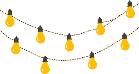 Vector Christmas lights. Christmas garland PNG. Christmas light PNG. Christmas decoration, LED lamps, idea concept image, Hanging light bulbs cut pit. Vintage light bulbs hanging. Generative AI