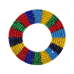 Fototapeta premium Vibrant Traditional African beaded necklace, multi-colored, circular, centered, with sharp beads. Ideal for cultural events, fashion, retail, educational content, Black History Month,