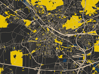 Minimalist Map Gliwice Poland Dark