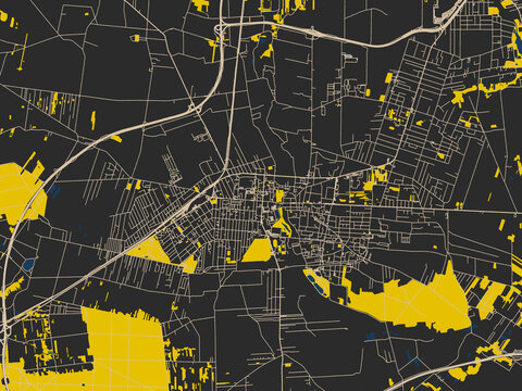 Minimalist map of Pabianice, Poland, charcoal, ivory and ink-blue tones