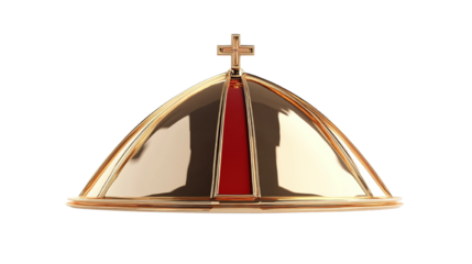 A Luxurious Papal Tiara Depicting the Holy Cross Symbolism on a black background