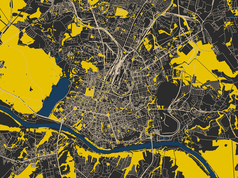 Clean urban street map of Kaluga, Russian Federation