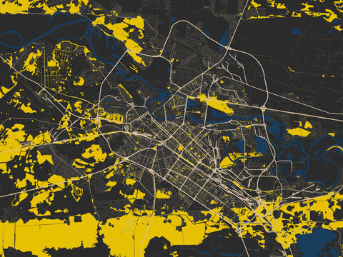 Graphic city map artwork of Tyumen, Russian Federation