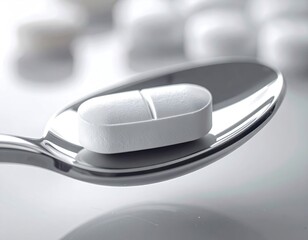 White pill on spoon