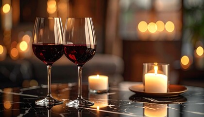 Wine glasses dinner table setting