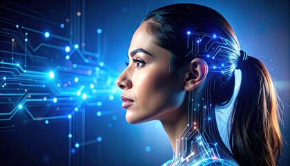 Woman and digital interface