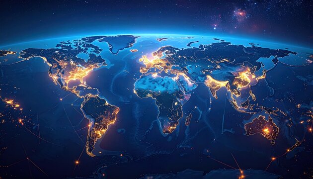 World at night global lighting