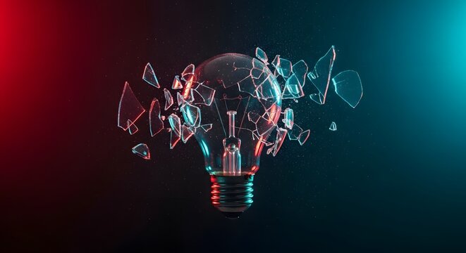 Abstract digital brain made of glowing lines and particles on a dark background - Powered by Adobe