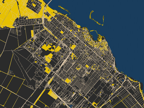 Poster-style map of Cherkasy, Ukraine using charcoal base with cream streets