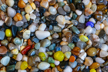 Colorful different shiny natural mineral gem stones collection for nice background.