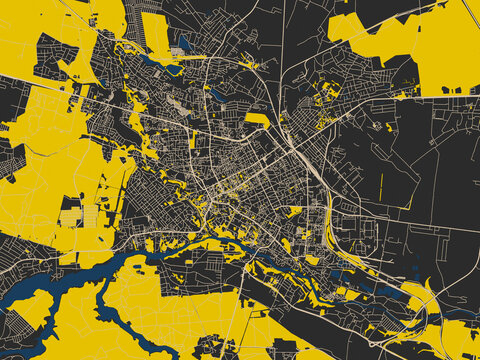 Clean urban street map of Zhytomyr, Ukraine