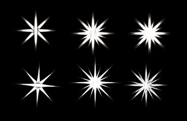 Set of decorative vector stars on a patterned background