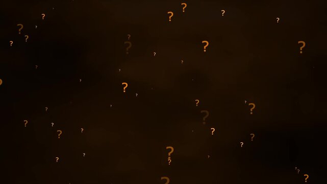Dark Brown Background with Scattered Orange Question Marks image photo