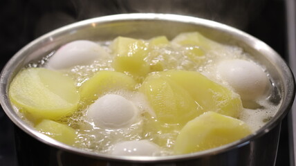 Boiling Potatoes and Eggs on the Stovetop