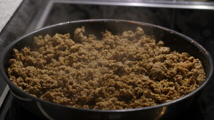 ground beef being prepared